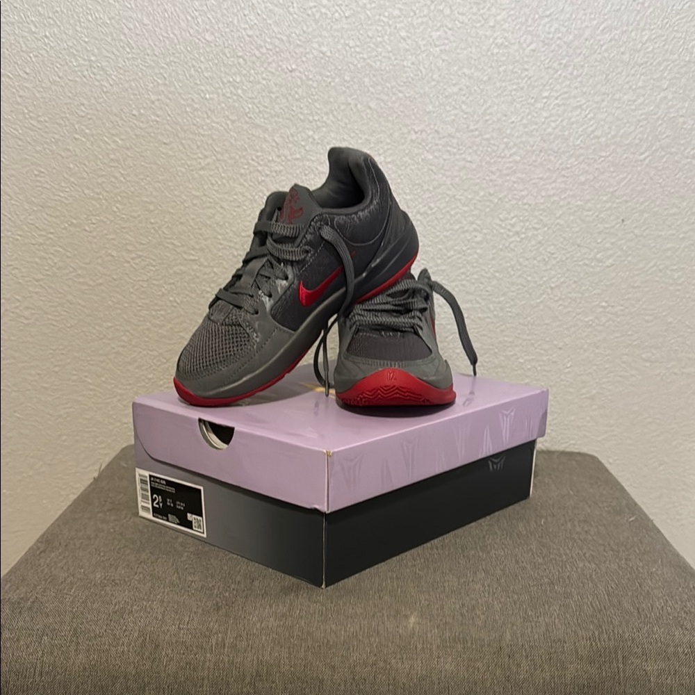 Nike Gray and Red Sneakers with Breathable Mesh and Cushioned Sole